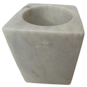 White Solid Marble Square Bathroom Toothbrush Holder Vanity Organizer Minimalist